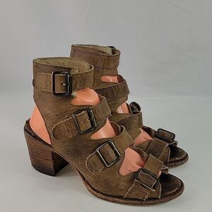 Freebird By Steven Quail Brown Leather Women's Ankle Booties